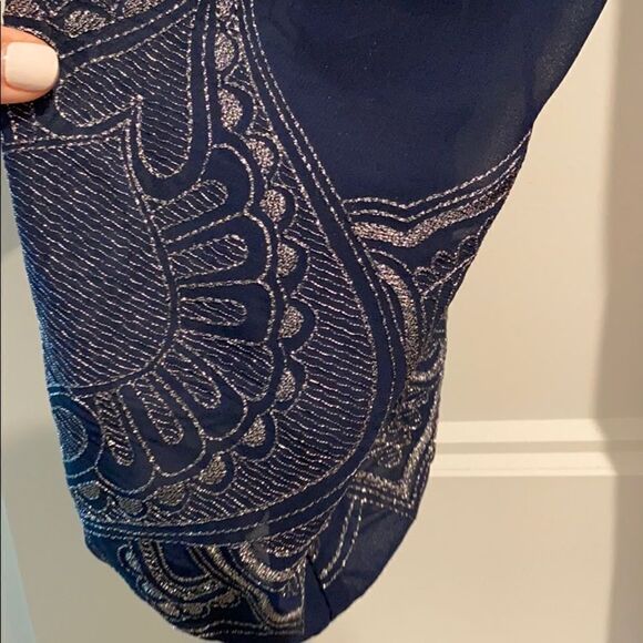 NWOT studio M navy blue bell sleeve dress - Picture 2 of 5